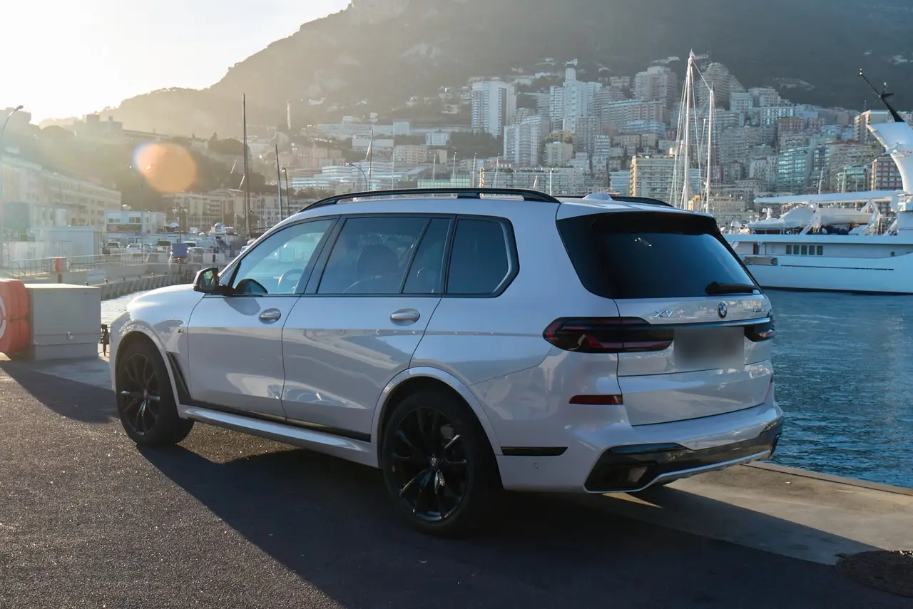 BMW X7 40d M 2024, front view — Nice Super Car Rental, Nice. Seven seats, three corniches, one commanding view