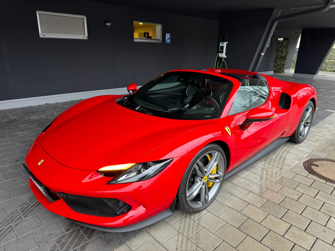 Ferrari 296 GTS Spider 2024, interior — Nice Super Car Rental, Nice. Open-top power built for the Moyenne Corniche