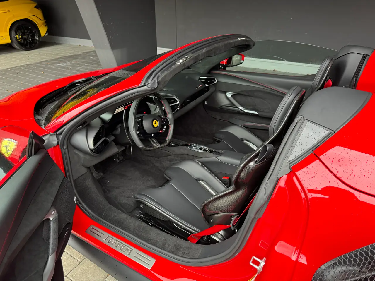 Ferrari 296 GTS Spider 2024, dashboard — Nice Super Car Rental, Nice. Open-top power built for the Moyenne Corniche