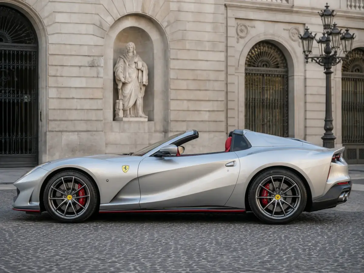 Ferrari 812 GTS 2024, tableau de bord — Nice Super Car Rental, Nice. La Ferrari 812 GTS marie la puissance brute d'un V12 à la découverte à ciel ouvert, dans…