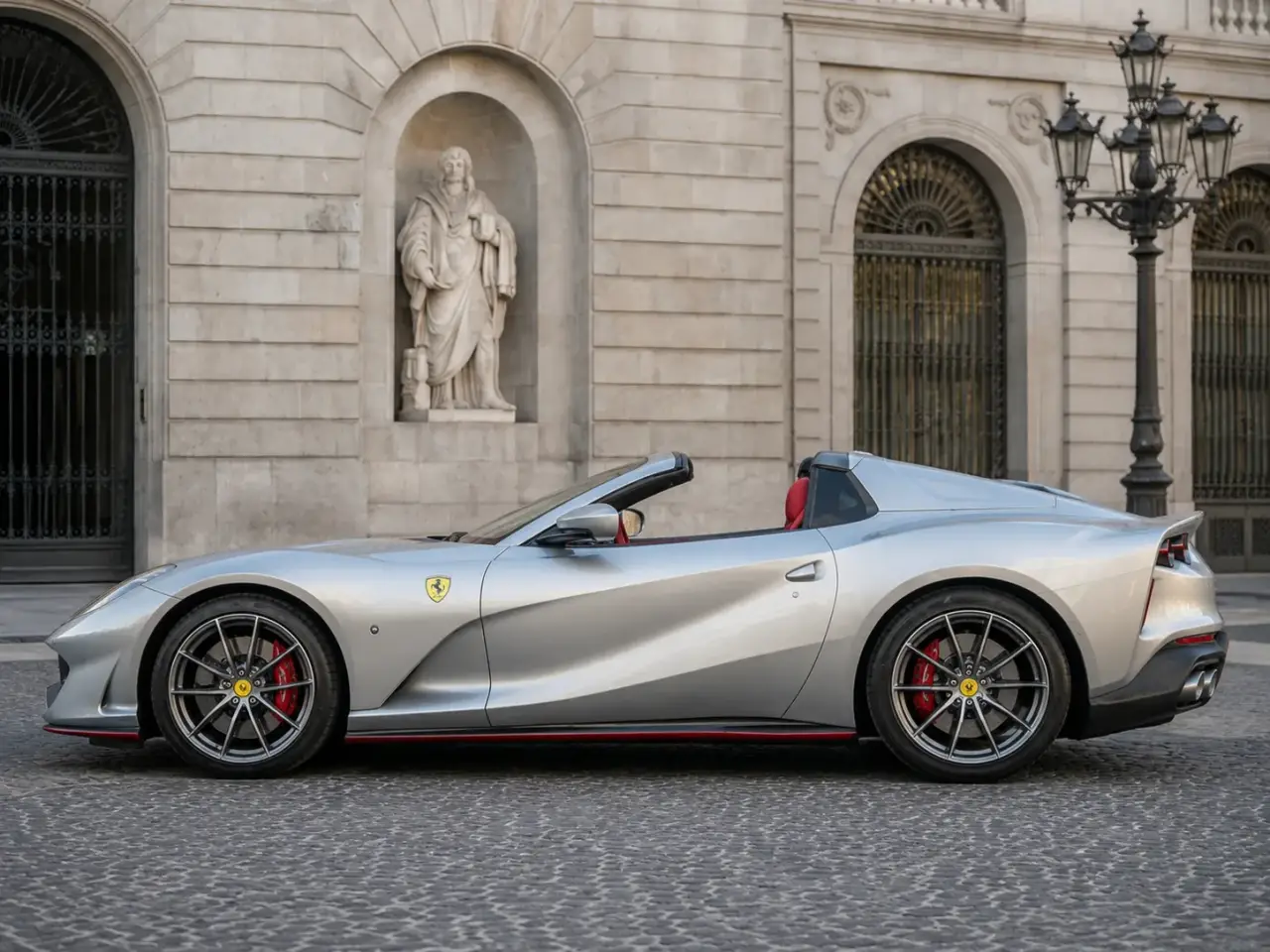 Ferrari 812 GTS 2024, tableau de bord — Nice Super Car Rental, Nice. La Ferrari 812 GTS marie la puissance brute d'un V12 à la découverte à ciel ouvert, dans…