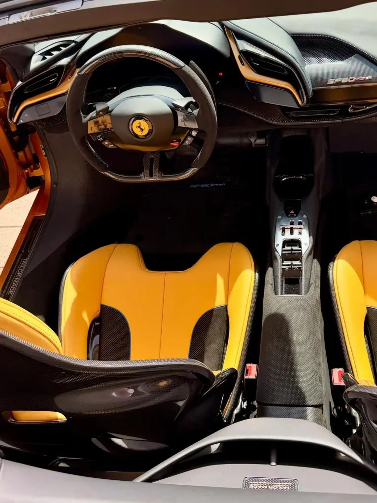Ferrari SF90 Spider Tailor Made 2025, tableau de bord — Nice Super Car Rental, Nice. La Ferrari SF90 Spider Tailor Made proposée à Nice développe 986 chevaux dans une…