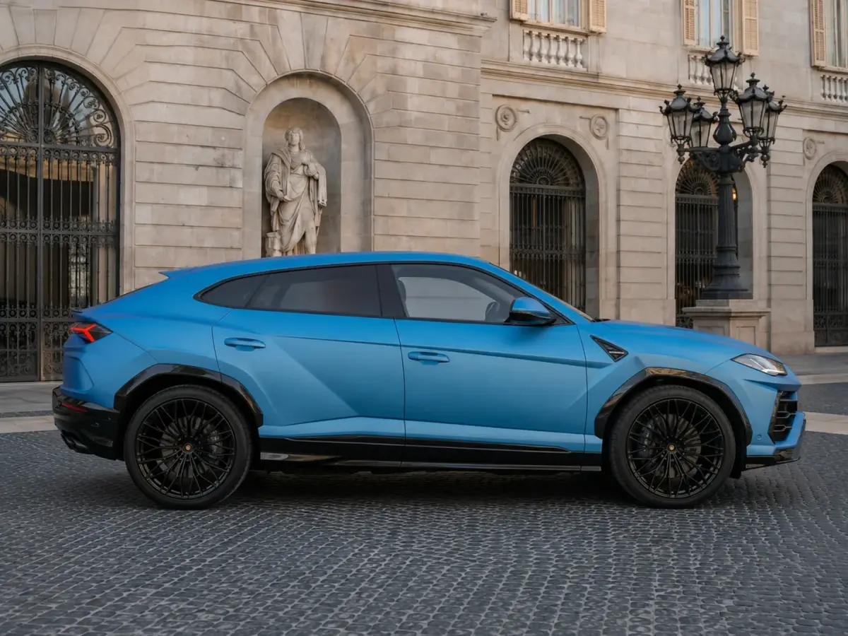 Lamborghini Urus SE 2025, vue arrière — Nice Super Car Rental, Nice. Le Lamborghini Urus SE marie la carrosserie SUV à une mécanique de 800 chevaux, une…