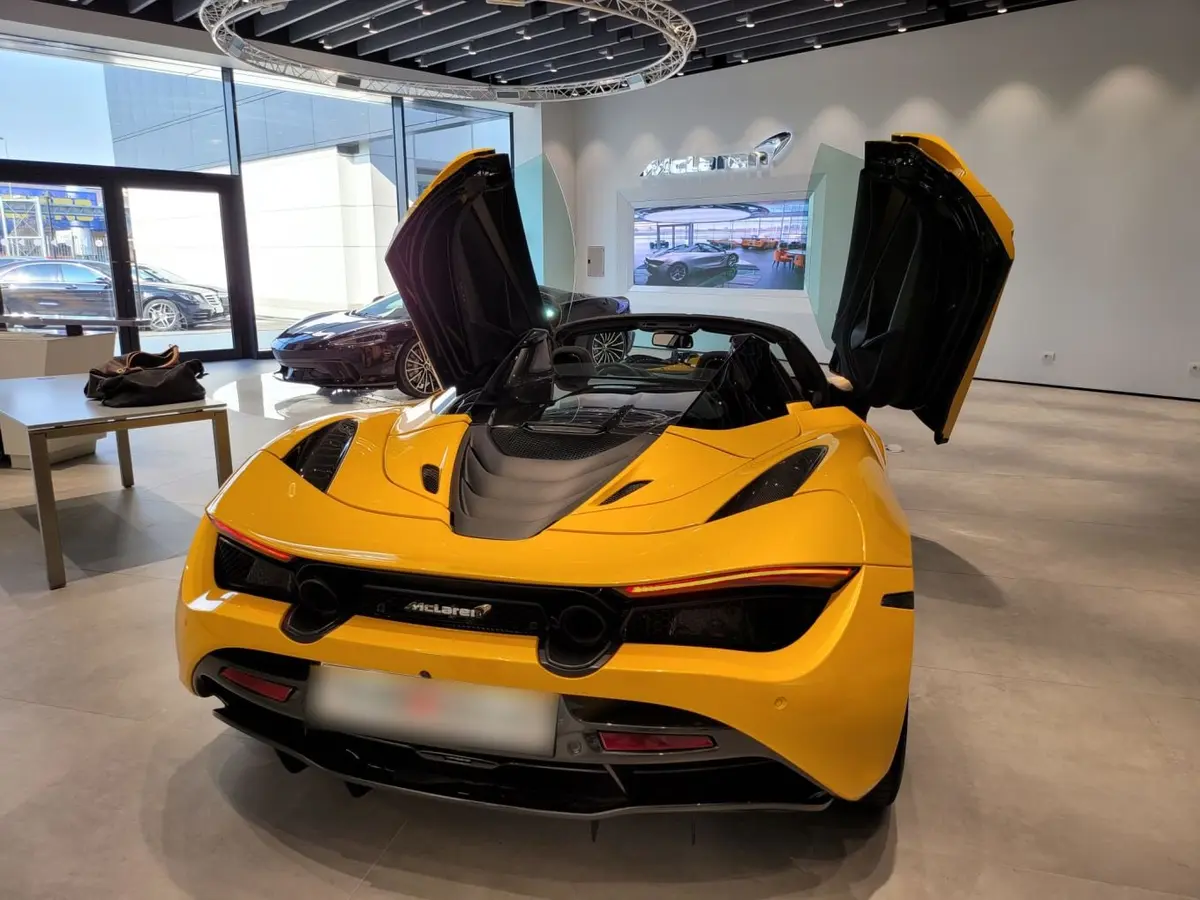McLaren 720S Spider 2022, interior — Nice Super Car Rental, Nice. The McLaren 720S Spider pairs a 720 hp engine with a two-seat cabin built for driver…