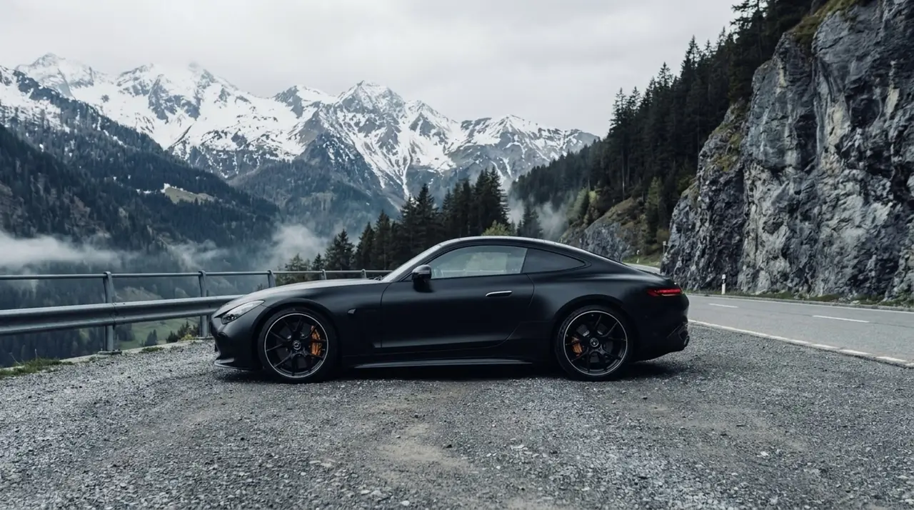 Mercedes Benz GT63 AMG Coupe 2024, exterior — Nice Super Car Rental, Niza. El Mercedes Benz GT63 AMG Coupé 2024 es un deportivo de dos plazas con 577 CV, pensado…