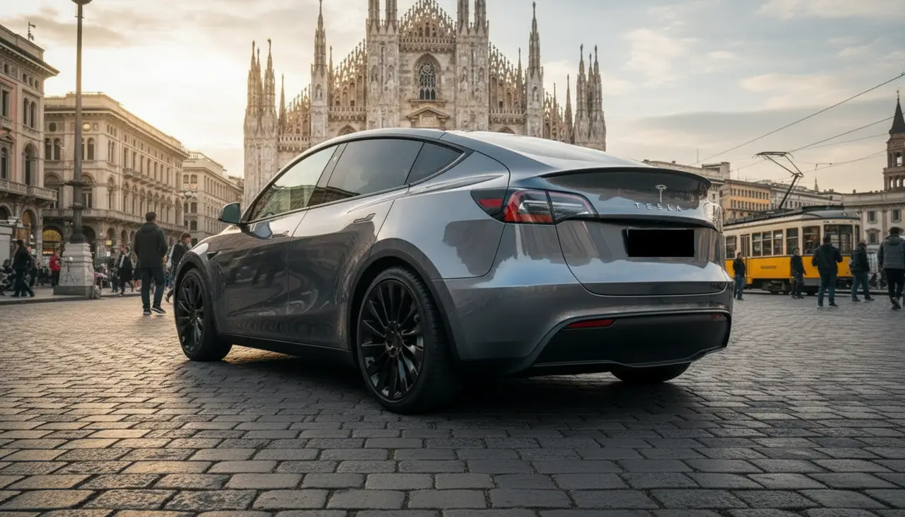 Tesla Model Y Long Range 2023, exterior — Nice Super Car Rental, Niza. El Tesla Model Y Long Range de 2023 aporta una experiencia de conducción distinta dentro…