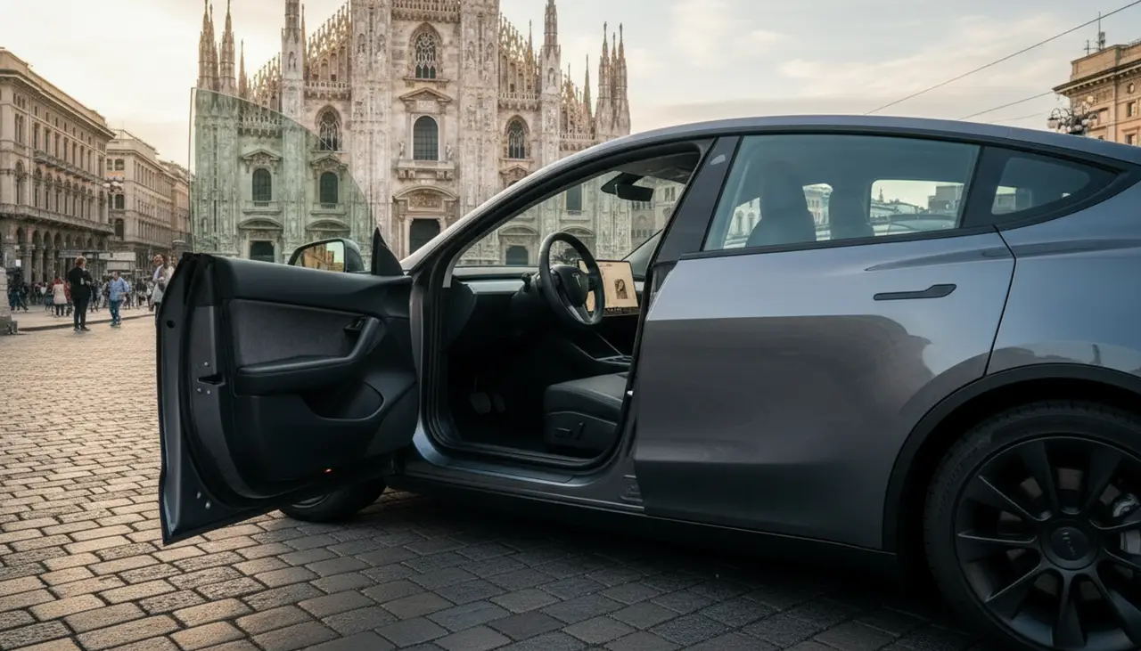 Tesla Model Y Long Range 2023, interior — Nice Super Car Rental, Niza. El Tesla Model Y Long Range de 2023 aporta una experiencia de conducción distinta dentro…