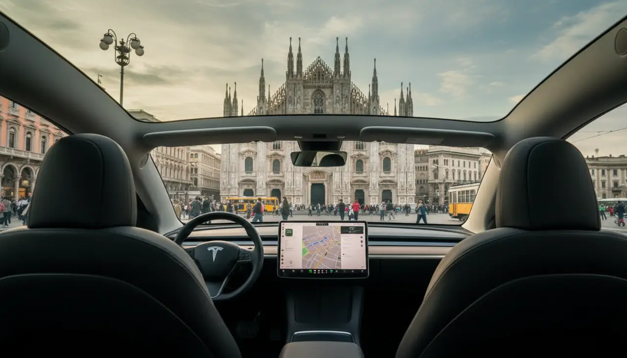 Tesla Model Y Long Range 2023, salpicadero — Nice Super Car Rental, Niza. El Tesla Model Y Long Range de 2023 aporta una experiencia de conducción distinta dentro…